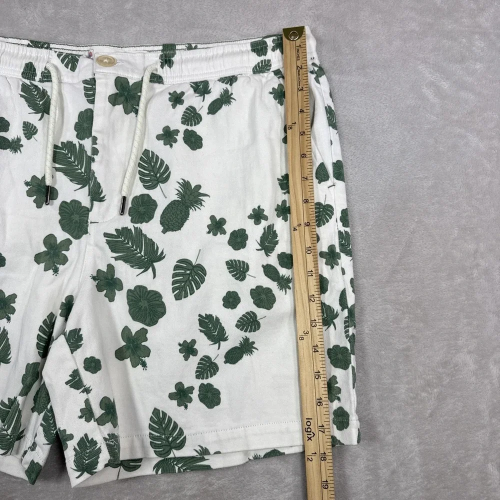 Laguna Shorts Men Size 36 White Green Leaf Print Cotton Stretch Casual Beachwear - Picture 7 of 8